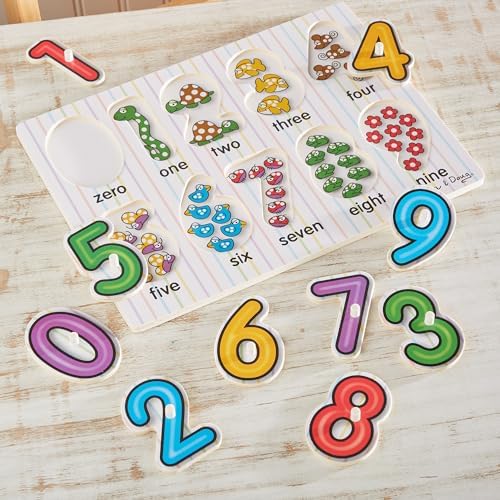 Melissa & Doug Melissa Doug Lift See Numbers Wooden Peg Puzzle - 10 Pieces - FSC Certified