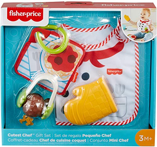 Fisher-Price Cutest Chef Gift Set 4 cooking-themed baby toys with wearable bib and