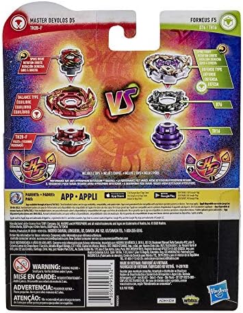 Beyblade Burst Rise Hypersphere Dual Pack Master Devolos D5 and Forneus F5-2 Right-Spin