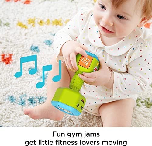Fisher-Price Baby Toddler Toy Laugh Learn Countin' Reps Dumbbell Rattle with Learning