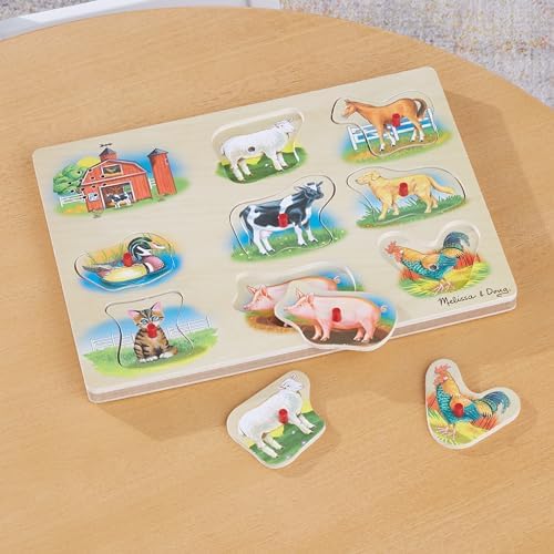 Melissa & Doug Melissa Doug Farm Sound Puzzle - Wooden Peg Puzzle With Sound Effects 9 pcs