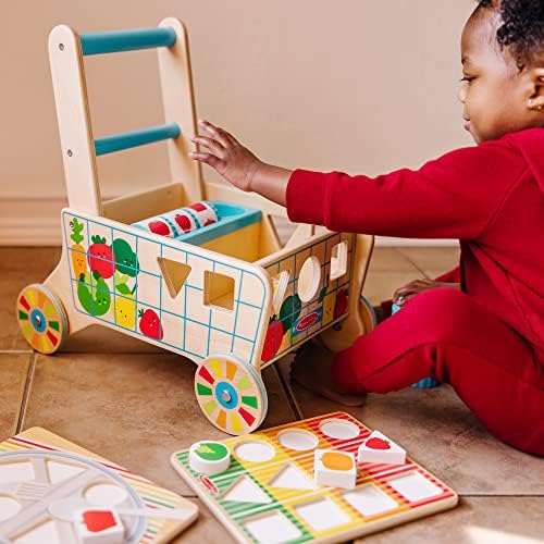 Melissa & Doug Melissa Doug Wooden Shape Sorting Grocery Cart Push Toy and Puzzle