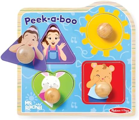 Melissa & Doug Melissa Doug Ms. Rachela Wooden Peek-a-Boo Jumbo Peg Puzzle