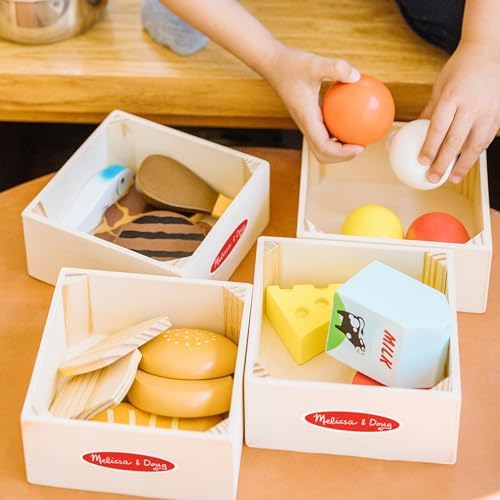 Melissa & Doug Melissa Doug Food Groups - 21 Wooden Pieces and 4 Crates Multi Play Food