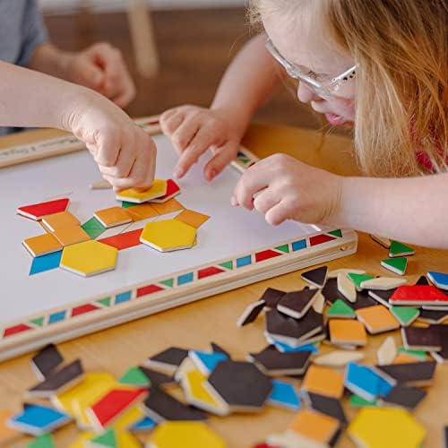Melissa & Doug Melissa Doug Deluxe Wooden Magnetic Pattern Blocks Set - Educational Toy