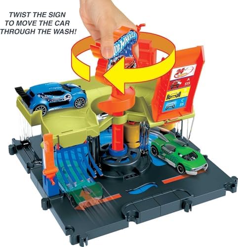 Hot Wheels City Toy Track Set Downtown Express Car Wash Playset