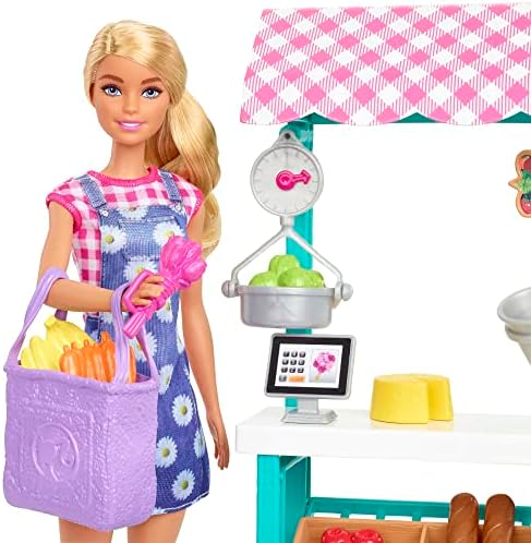 Barbie Careers Playset Farmers Market Set with Blonde Fashion Doll Furniture