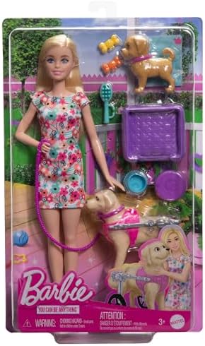 Barbie Doll With A Toy Pup And Dog in A Wheelchair Plus Pet