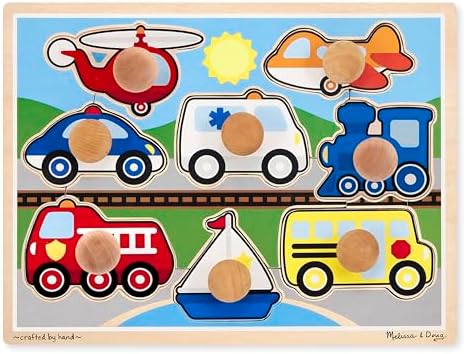 Melissa & Doug Melissa Doug Vehicles Jumbo Knob Wooden Puzzle 8 pcs