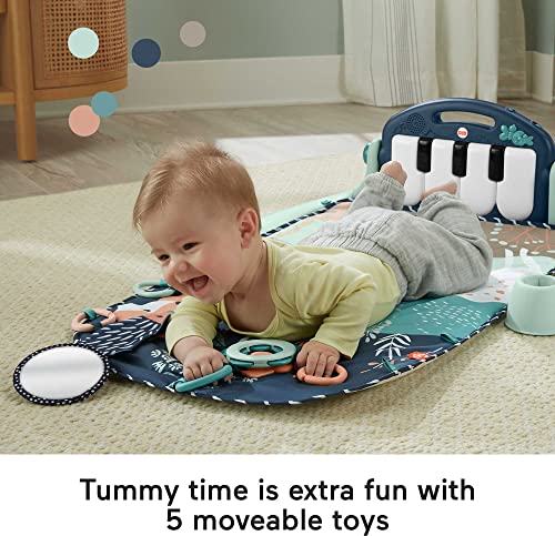 Fisher-Price Baby Playmat Glow and Grow Kick Play Piano Gym Blue Musical Learning Toy