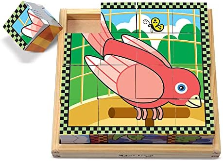Melissa & Doug Melissa Doug Pets Wooden Cube Puzzle With Storage Tray 16 pcs