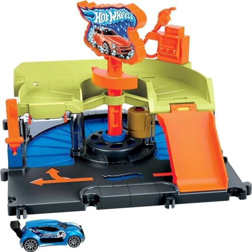 Hot Wheels City Toy Track Set Downtown Express Car Wash Playset