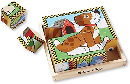 Melissa & Doug Melissa Doug Pets Wooden Cube Puzzle With Storage Tray 16 pcs