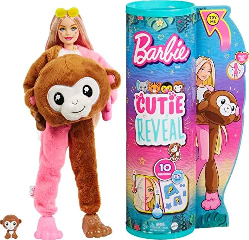 Barbie Cutie Reveal Fashion Doll Jungle Series Monkey Plush