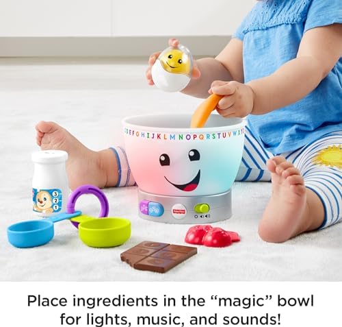 Fisher-Price Baby Learning Toy Laugh Learn Magic Color Mixing Bowl with Pretend Food