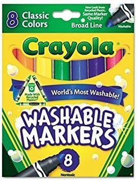 Crayola Washable Markers Broad Point Classic Colors 8Pack 58-7808 Pack of 3 Multi