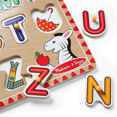 Melissa & Doug Melissa Doug Lift See Alphabet Wooden Peg Puzzle