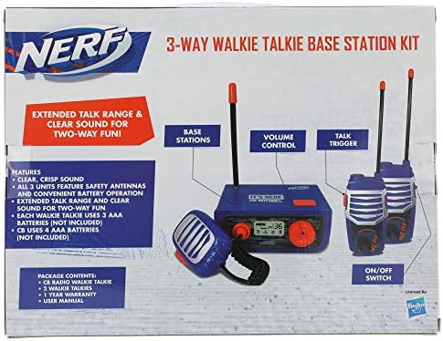 Nerf Walkie Talkies Set 3 Piece Walkie Talkie Base Station Kit for and Adults Long Rang