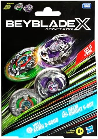 Hasbro Beyblade X Yell Kong 3-60GB and Helm Knight 5-80T Top Dual Pack Set Includes 2