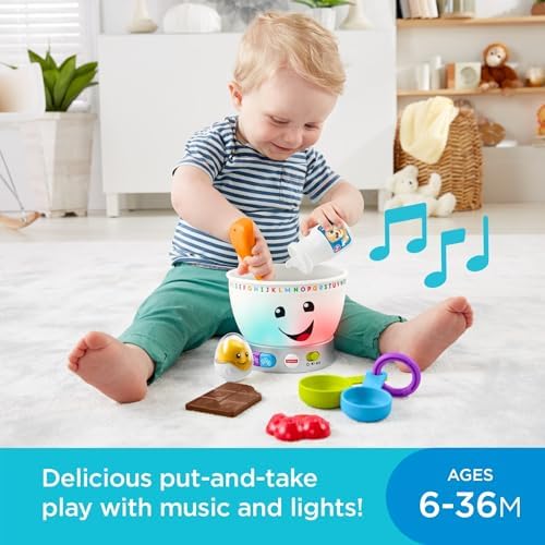 Fisher-Price Baby Learning Toy Laugh Learn Magic Color Mixing Bowl with Pretend Food