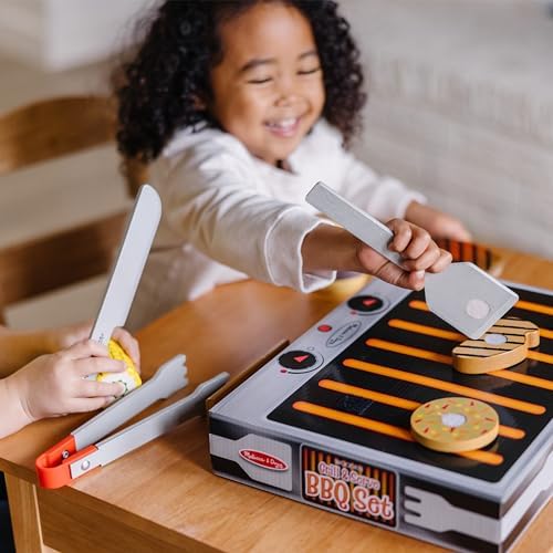 Melissa & Doug Melissa Doug Grill and Serve BBQ Set 20 pcs - Wooden Play Food and
