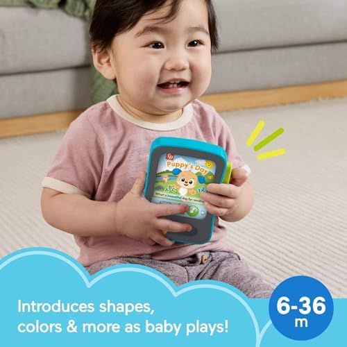 Fisher-Price Baby Learning Toy Laugh Learn Puppy's Storytime Reader Pretend Tablet with