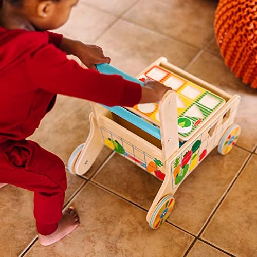 Melissa & Doug Melissa Doug Wooden Shape Sorting Grocery Cart Push Toy and Puzzle