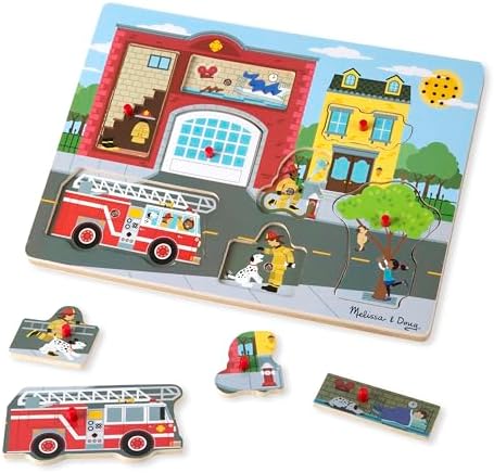 Melissa & Doug Melissa Doug Around the Fire Station Sound Puzzle - Wooden Peg Puzzle 8 pcs