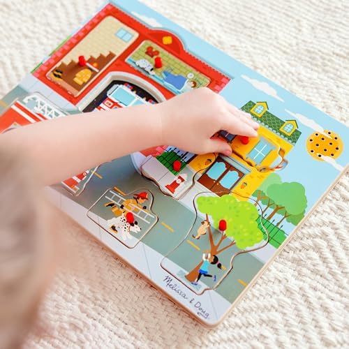 Melissa & Doug Melissa Doug Around the Fire Station Sound Puzzle - Wooden Peg Puzzle 8 pcs