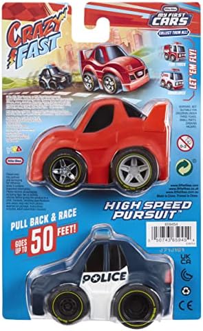 Little Tikes My First Cars Crazy Fast Cars 2-Pack High Speed Pursuit Police Chase Theme Pullback Toy Car Vehicle
