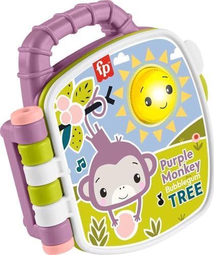 Fisher-Price Baby Toy Purple Monkey Musical Storybook with Lights Sounds for Infants