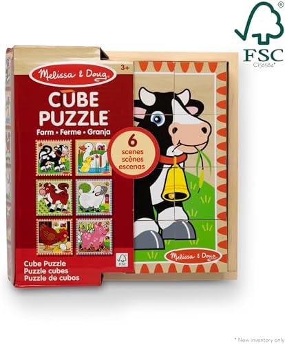 Melissa & Doug Melissa Doug Farm Wooden Cube Puzzle