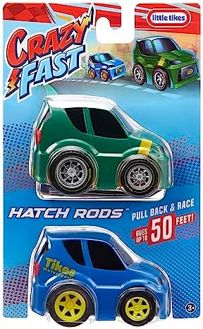 Little Tikes Crazy Fast Cars 2-Pack Hatch Rods Hatch Back Car Themed Pullback Toy Vehicle