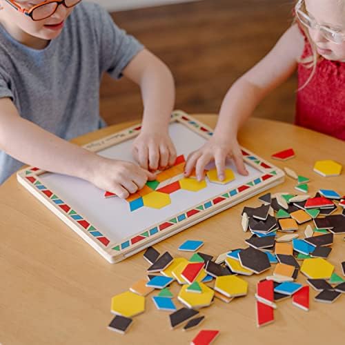 Melissa & Doug Melissa Doug Deluxe Wooden Magnetic Pattern Blocks Set - Educational Toy