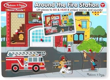 Melissa & Doug Melissa Doug Around the Fire Station Sound Puzzle - Wooden Peg Puzzle 8 pcs