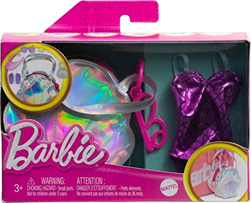 Barbie Clothes Set Beach-Themed with Swimsuit 5 Acessories Zippered Doll