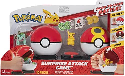 Pokemon Surprise Attack Game Featuring Pikachu and Bulbasaur - 2 Surprise Attack Balls -