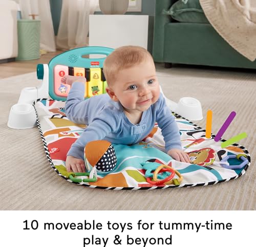 Fisher-Price Baby Playmat Glow and Grow Kick Play Piano Gym Blue Musical Learning Toy