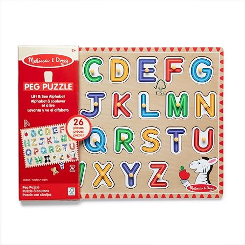 Melissa & Doug Melissa Doug Lift See Alphabet Wooden Peg Puzzle