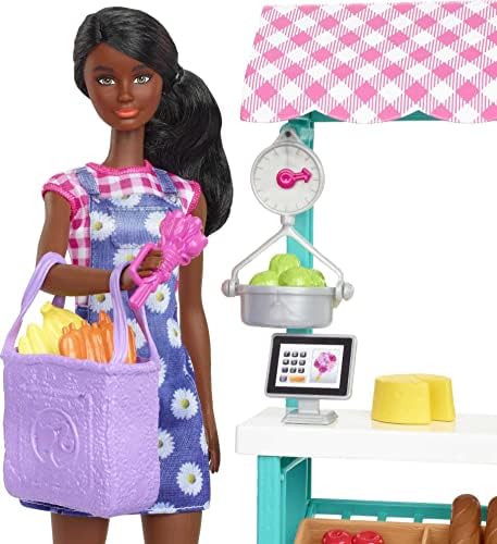 Barbie Careers Playset Farmers Market Set with Blonde Fashion Doll Furniture