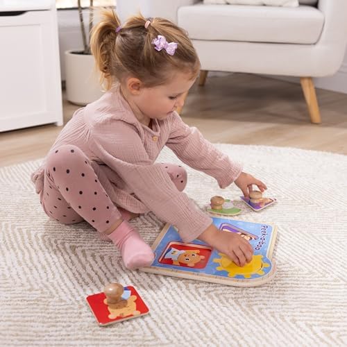 Melissa & Doug Melissa Doug Ms. Rachela Wooden Peek-a-Boo Jumbo Peg Puzzle