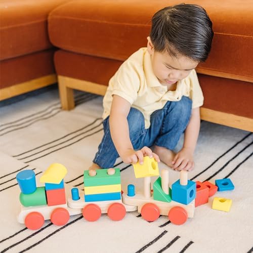 Melissa & Doug Melissa Doug Wooden Stacking Train Learning Toy Vehicle