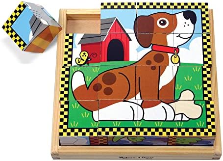 Melissa & Doug Melissa Doug Pets Wooden Cube Puzzle With Storage Tray 16 pcs