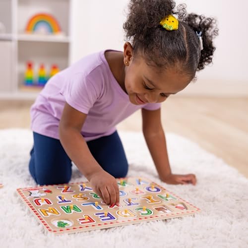 Melissa & Doug Melissa Doug Lift See Alphabet Wooden Peg Puzzle