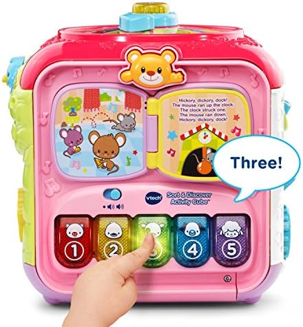 VTech Sort and Discover Activity Cube Frustration Free Packaging Pink