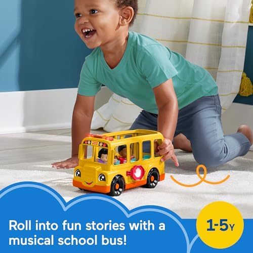 Fisher-Price Little People Toddler Toy School Bus Musical Push-Along Vehicle