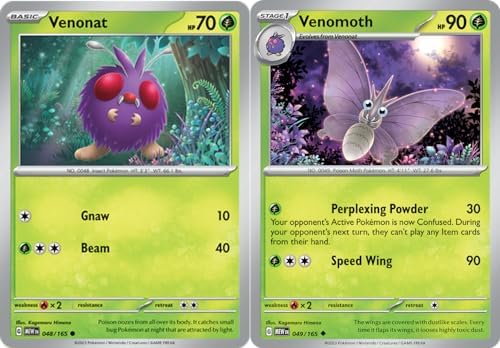 Pokemon Venomoth 049165 - Pokemon 151 - Evolution Card Lot - Venonat