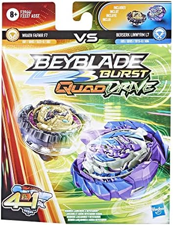 Beyblade Hasbro Hasbro Burst QuadDrive Wrath Fafnir F7 and Berserk Linwyrm L7 Spinning