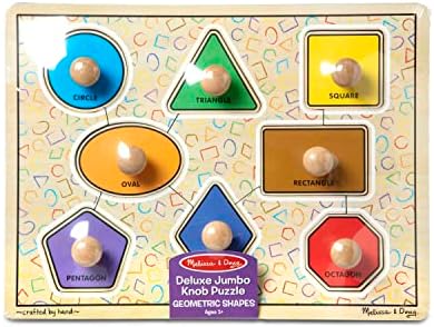 Melissa & Doug Melissa Doug Deluxe Jumbo Knob Wooden Puzzle - Geometric Shapes 8 pcs