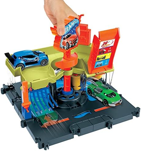 Hot Wheels City Toy Track Set Downtown Express Car Wash Playset